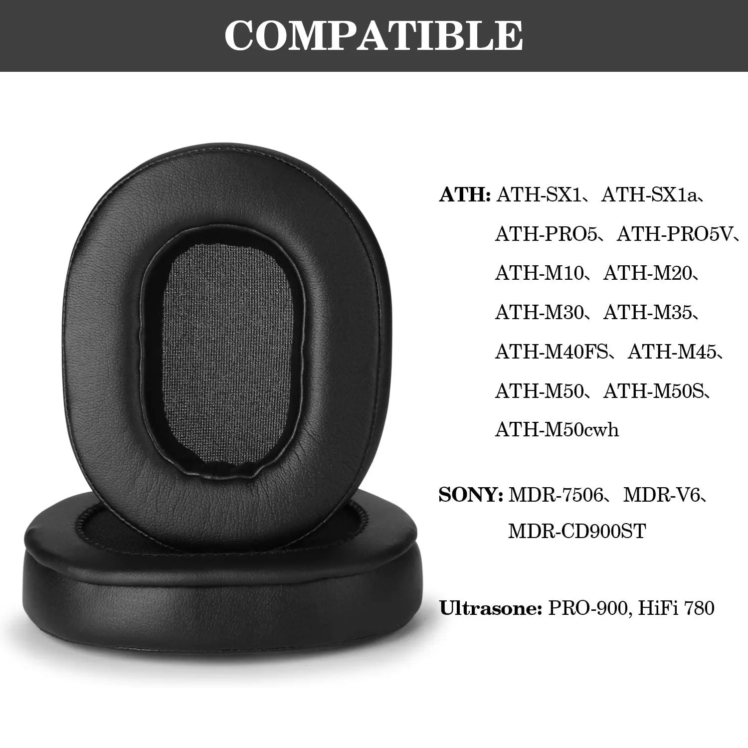 Ear Cushions Memory Foam Earpads Cover Replacement Ear Pads for ATH M50X Fits Audio Technica M40X M30X M20 Black Z