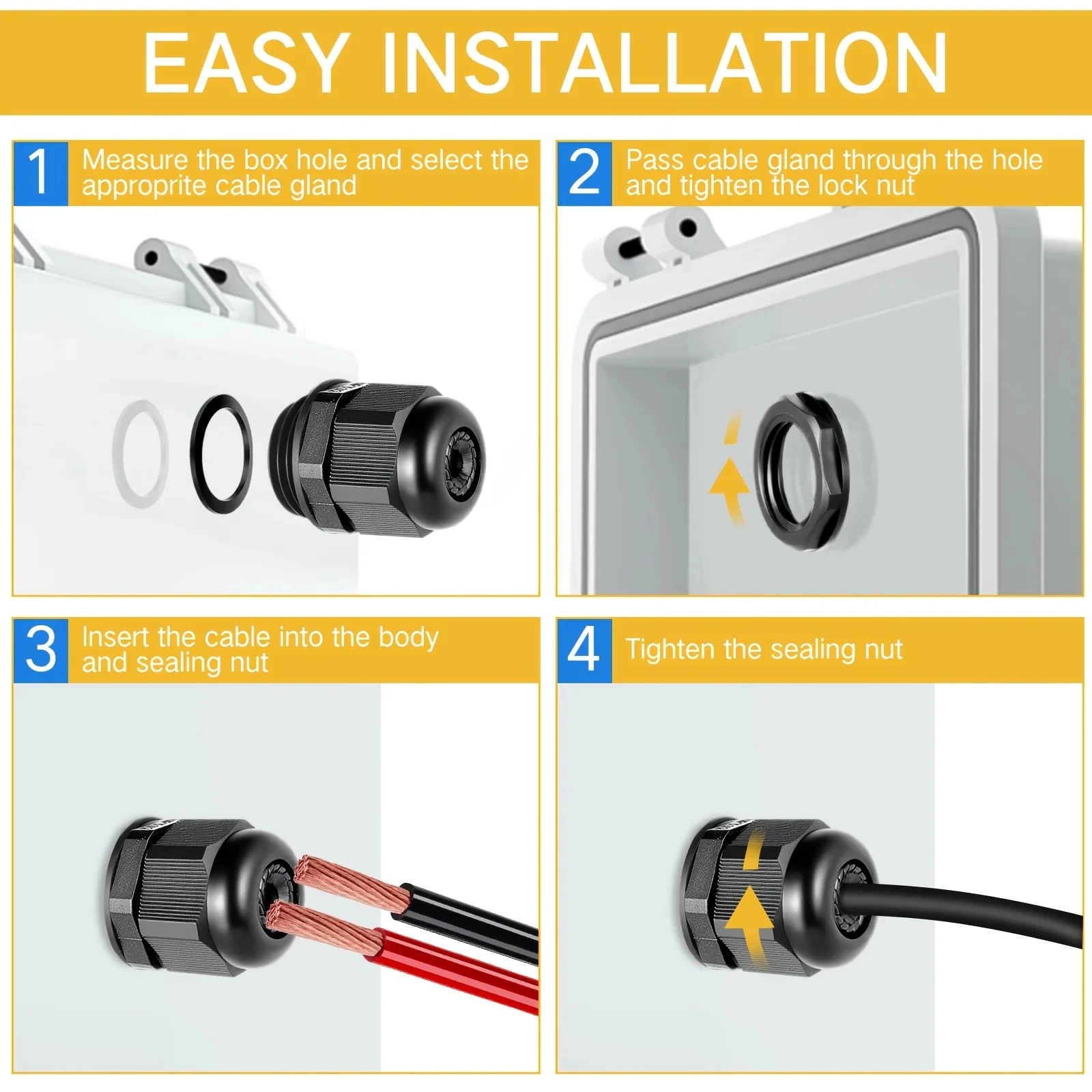 IP68 Nylon Cable Gland M8-M22 Waterproof Cable Connector Anti-Aging Dustproof Plastic Cable Entry Gland Joint Nylon Connector