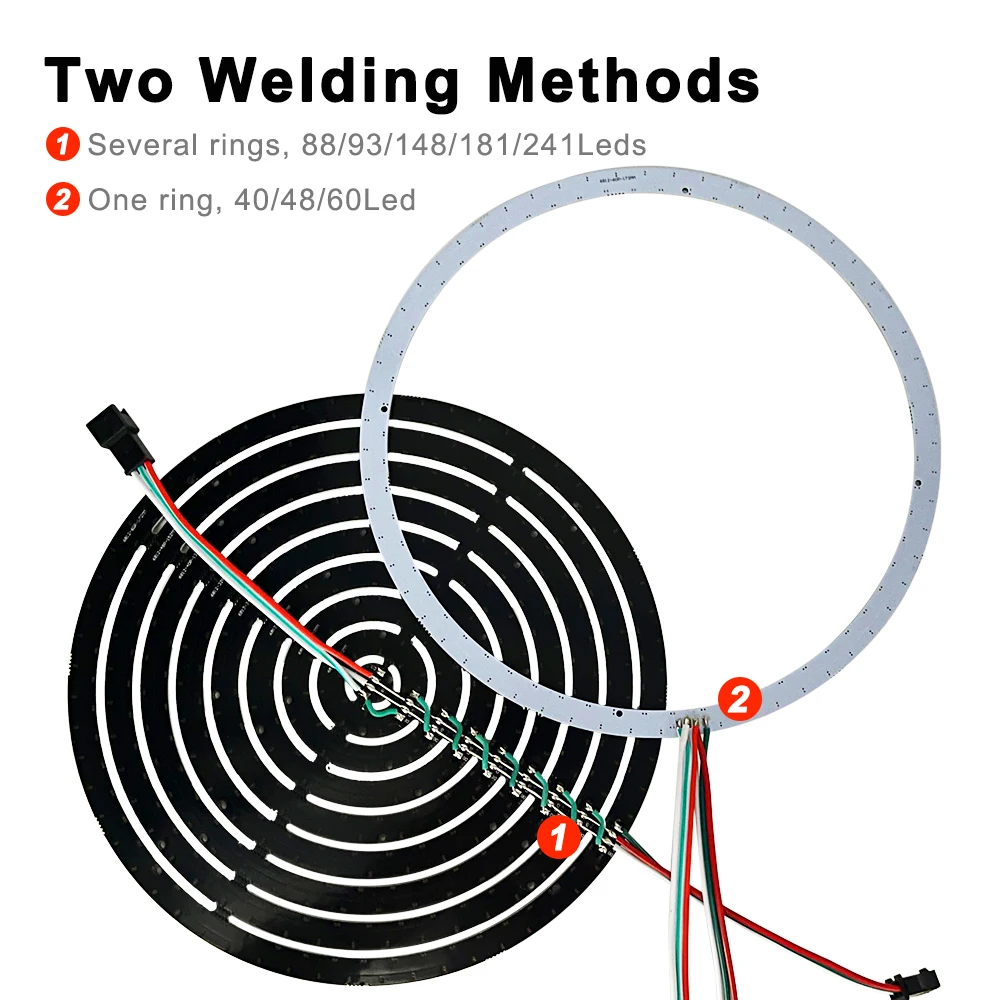 DC12V Led Pixel Ring 5050 RGB Round Arduino Individually Addressable Module 60/88/93/148/181/241 LEDs Dream Color Strip Light