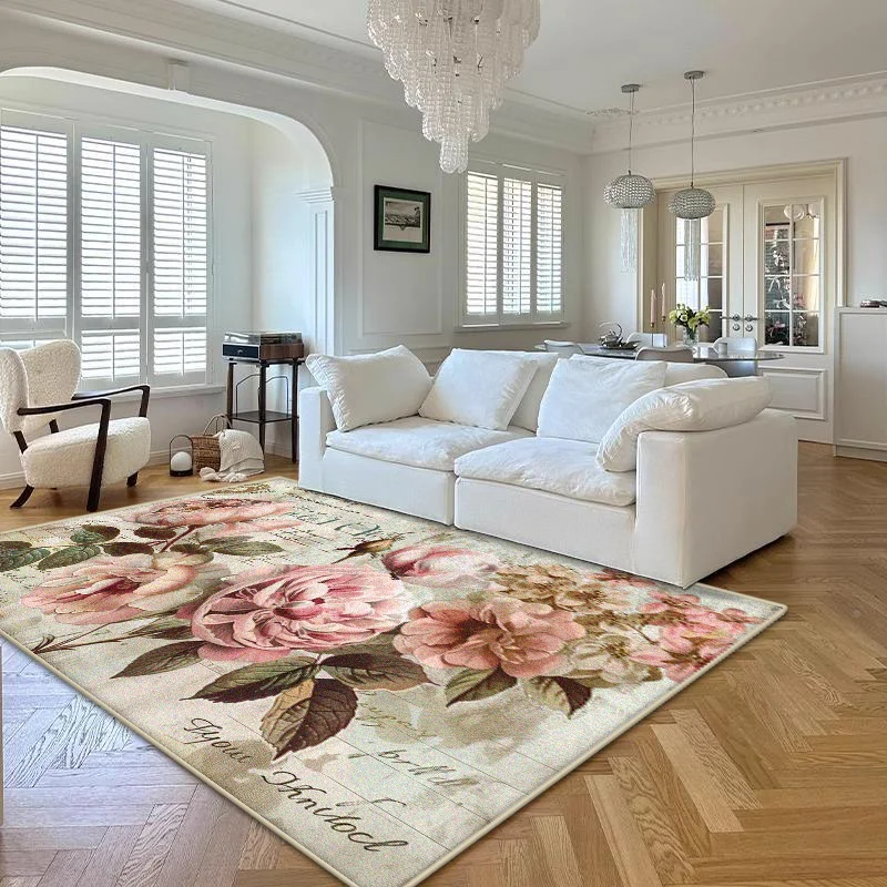 European Style Flower Design Living Room Rug Big Size Soft  Decoration Bedroom Carpet Easy Clean Non-slip Lounge Sofa Table Mat
