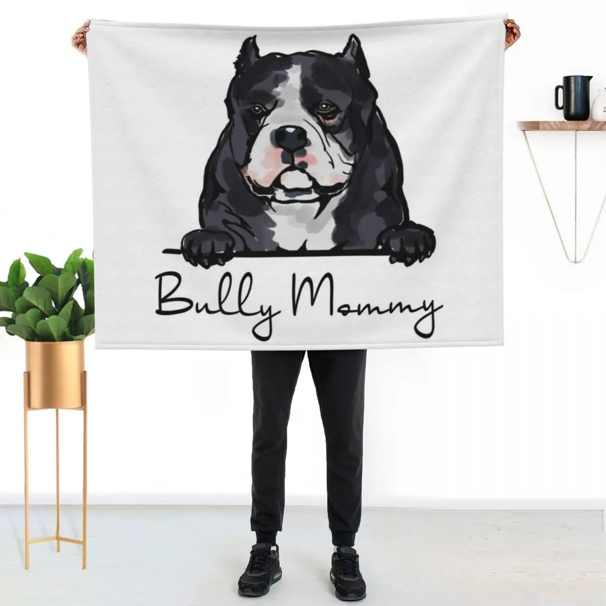 American Bully Dog Mommy Throw Blanket All Season Soft Lightweight Blanket for Home