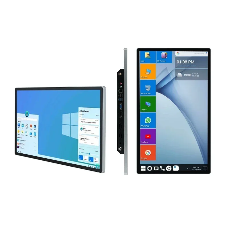 2025 إطار ضيق 21.5 27 32 43 بوصة Win10 قطعة دقة عالية كاملة بالسعة شاشة تعمل باللمس الكمبيوتر التفاعل الكل في لوحة واحدة للصناعات