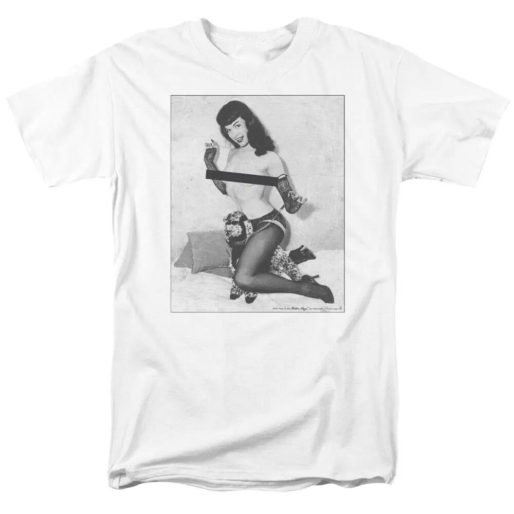 Bettie Page Nice Puppy T Shirt Licensed 1950's Queen Of Pinups Model White