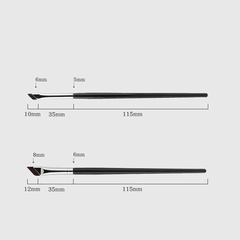 2PC Fine Angle Eyeliner Eyebrow Brush, Sickle Shape Ultra Thin Oblique Angle Silkworm Detail Eye Makeup Beauty Makeup Tool