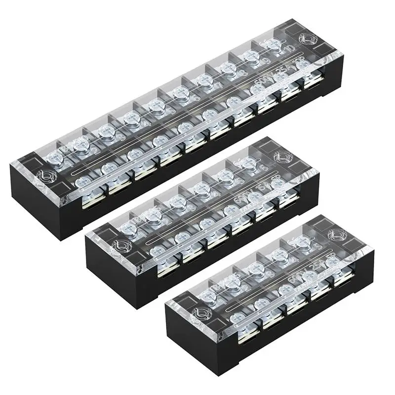 Versatile Dual Row Barrier Screw Terminal Block Wire Connector 15A 600V For TB Series 3 4 5 6 8 10 12 15 Positions Ways