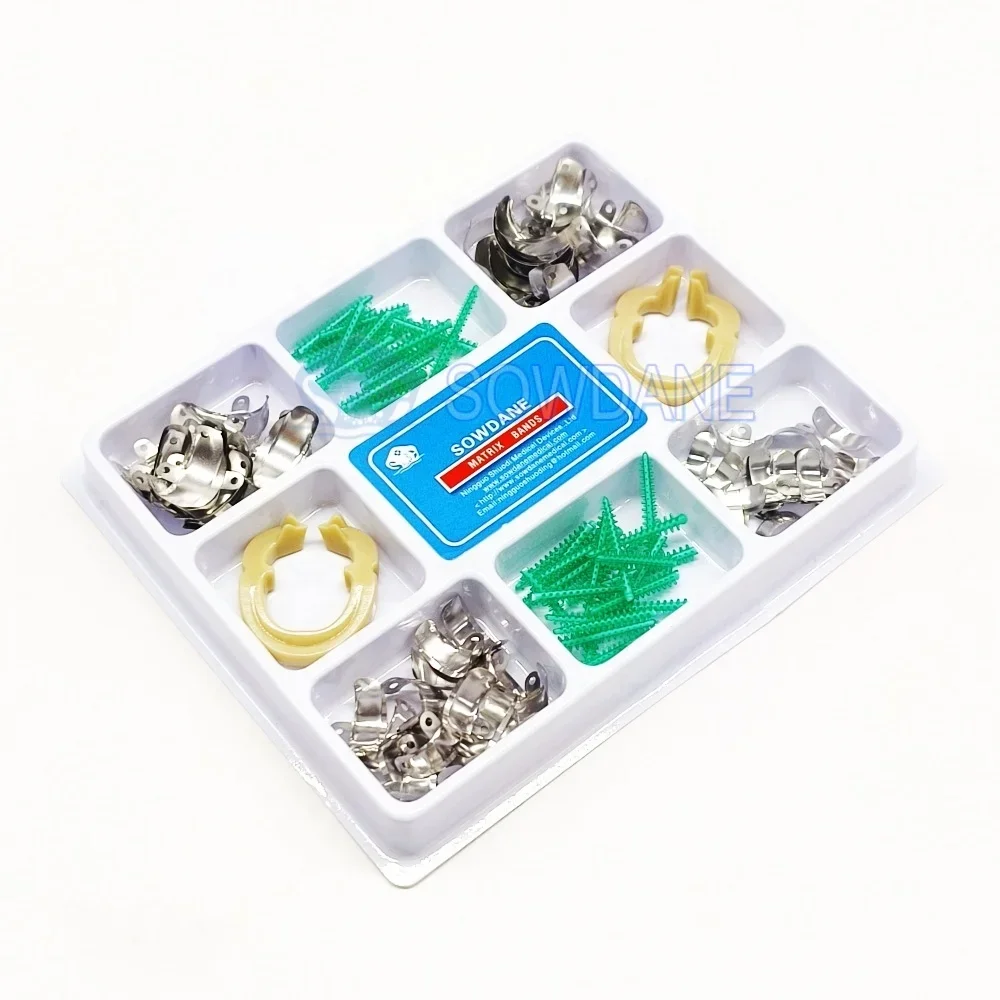 80pcs Dentals Sectionals Contoureds Metals Matrices Wedges set with M4 matrices Silicons Adaptives Wedges with Ring