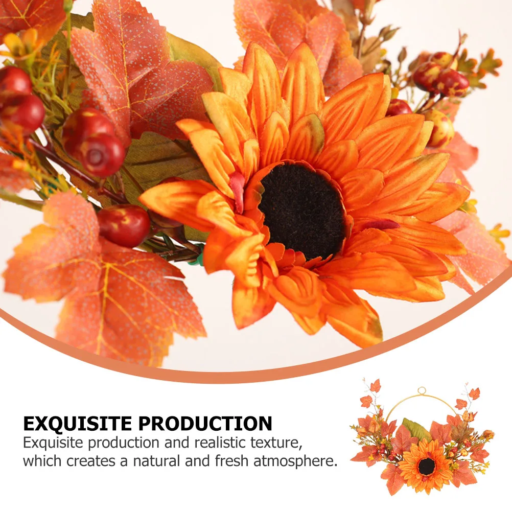 

Simulated Sunflower Wreath Handmade Garland Decorations Lovely Party Thanksgiving Wreaths Manual