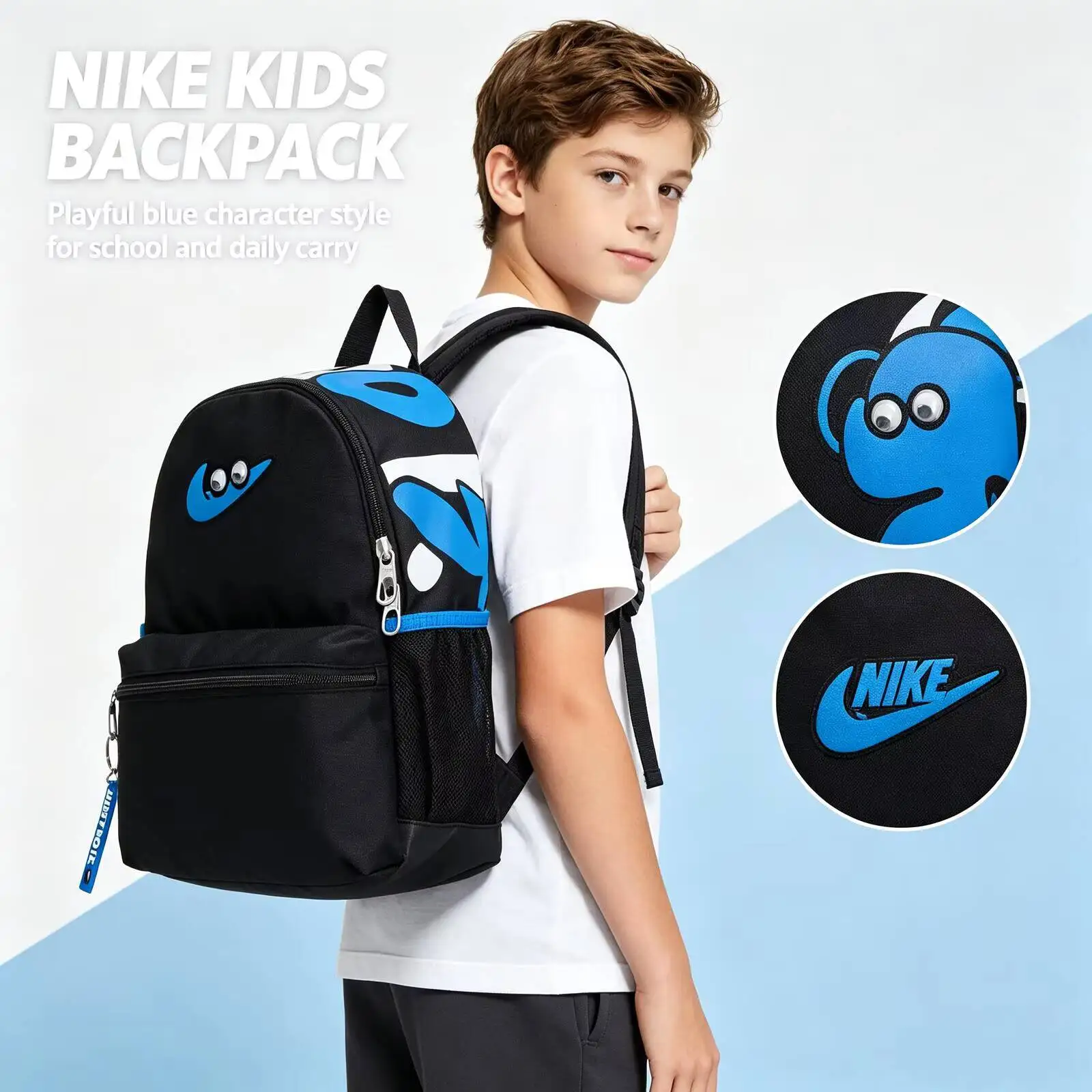 New Nike Backpack, Women's Men's Fashionable Small Outdoor Travel Elementary Student School Bag, Casual Backpack FZ7259-010