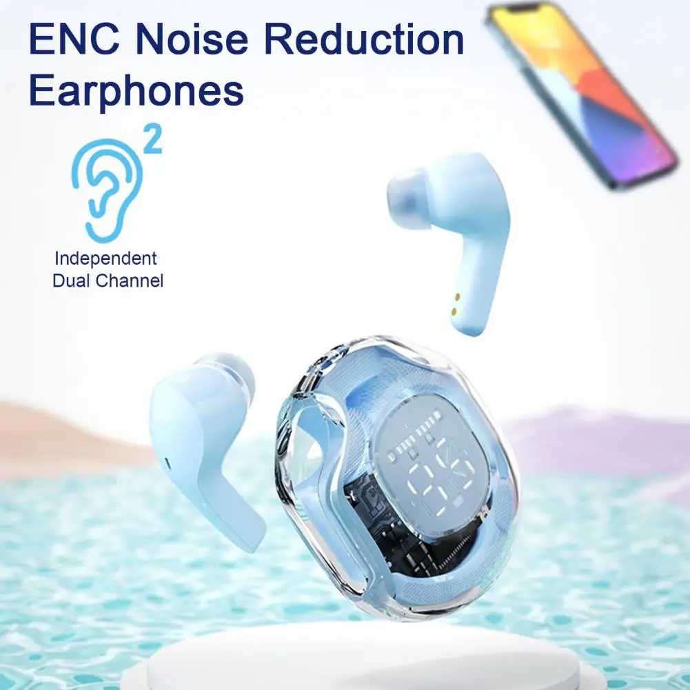 Noise Reduction Headphone Bluetooth-compatible Earpiece Wireless Earphones with Digital Display Charging Case Sound for Trucker