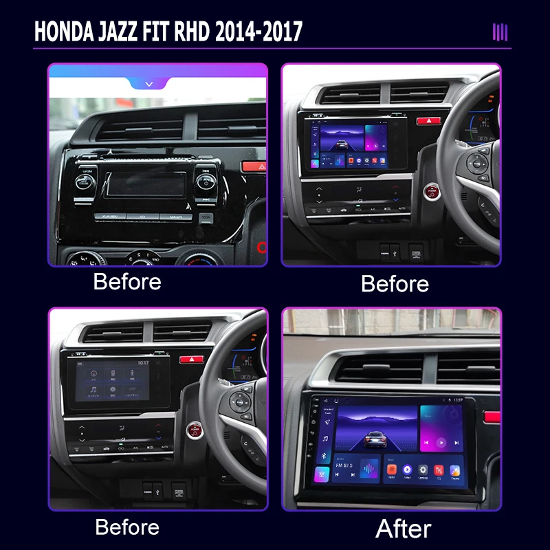 Android Car Radio Multimedia player  for HONDA  JAZZ FIT RHD 2014 2017  GPS Navigation Stereo Screen Video Tape Recorder Carplay