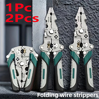 1/2 Foldable 18-in-1 Wire Stripping Pliers Crimping Tool Multifunctional Electrician Pliers, Professional-Grade Electrician Tools | Compact Foldable Design for Secure Connections and DIY Projects