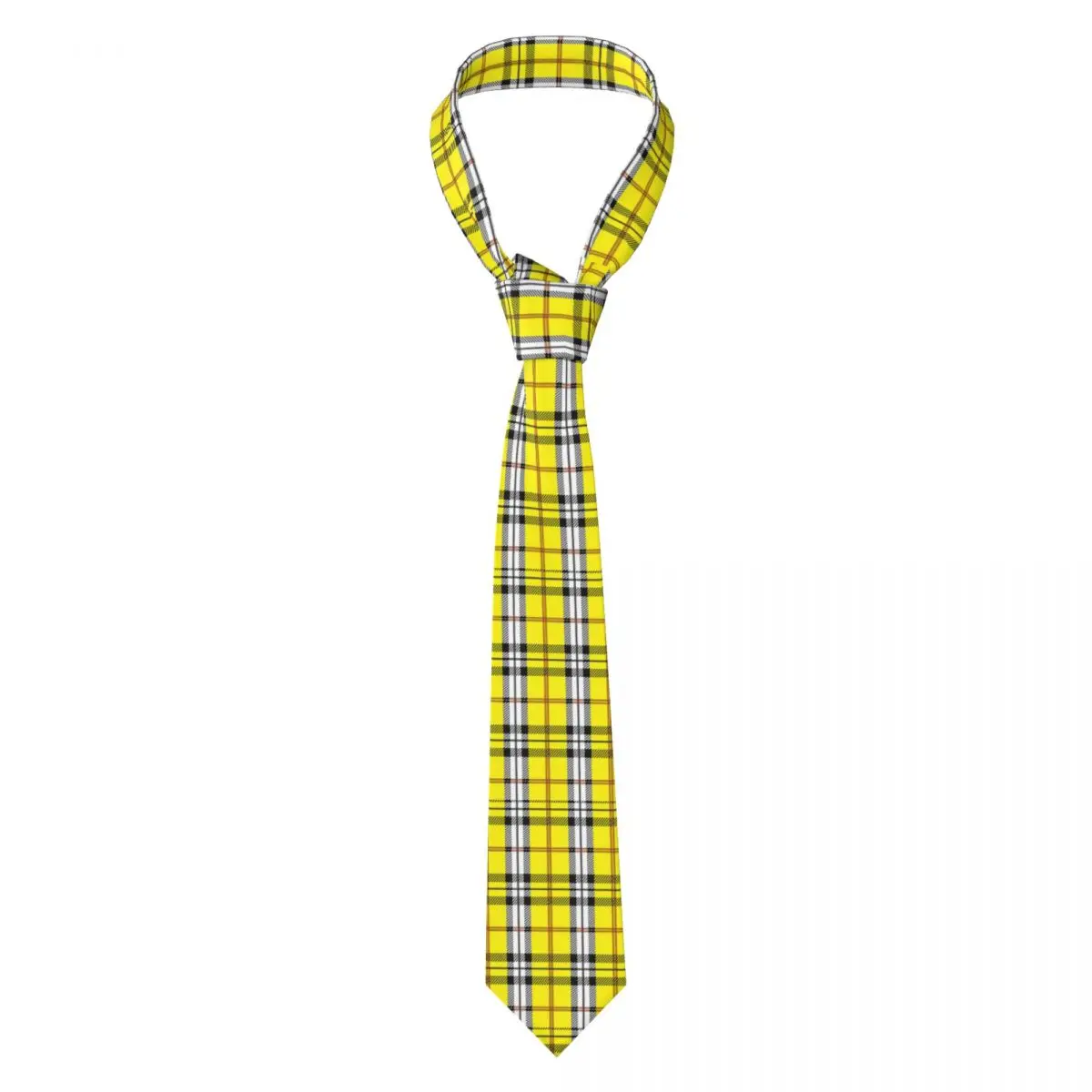 Custom Yellow Tartan Plaid Checkered Pattern Necktie Men Mens Suit Tie For Thanksgiving Day