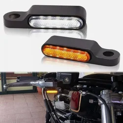 2Pcs Motorcycle Mini LED Turn Signal Lights Amber White Blinker Indicators Lamps For Harley Davidson Touring Accessories