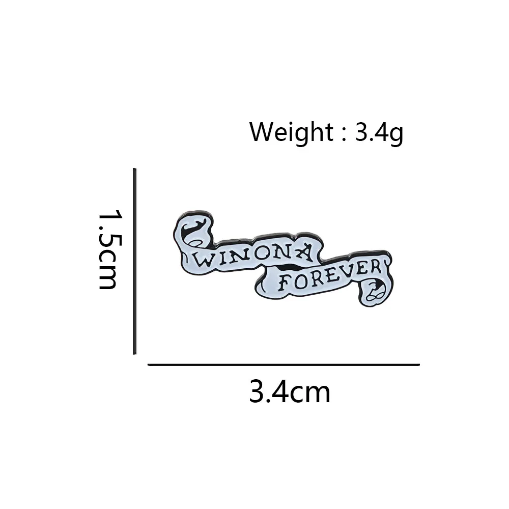 Vintage Scroll Winona Forever Enamel Pin Retro Tattoo Lettering Johnny Depp Lapel Badge Fan Clothing Bag Collector Jewelry Gift