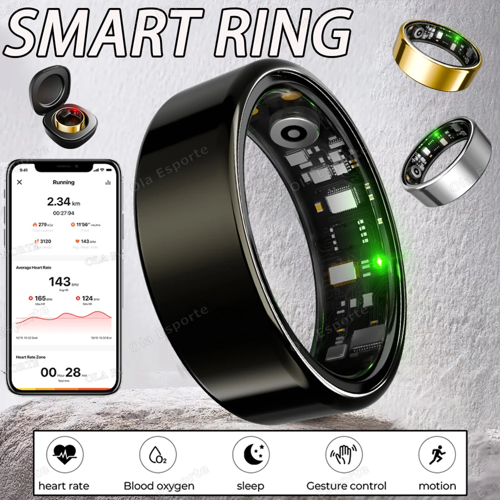 

Смарт-кольцо для Android IOS для мужчин и женщин, монитор сердечного ритма, здоровья, IP68, водонепроницаемый спортивный трекер кислорода в крови, кольца для фитнеса и сна
