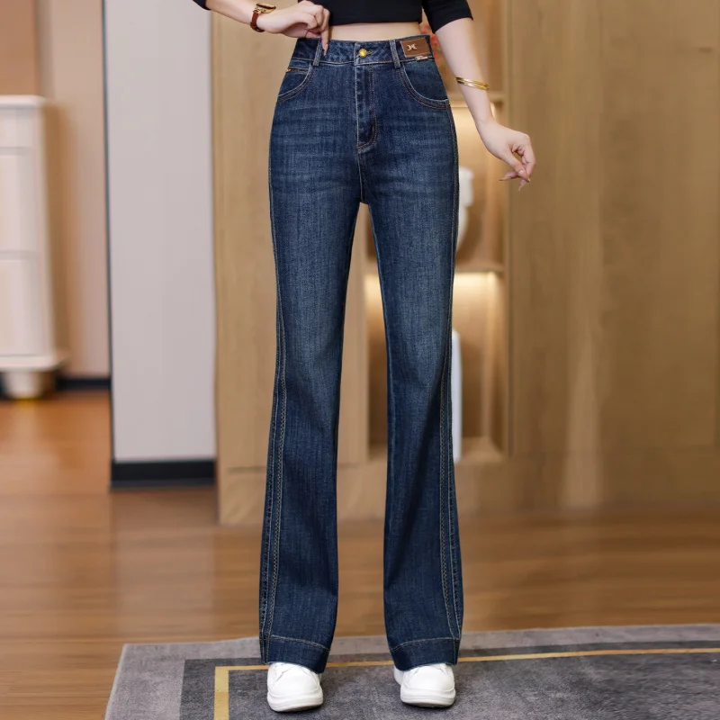 

Flared Jeans for Women, Spring and Autumn New High-Waisted Slimming Long Pants, Fashionable Slim Fit Bell-Bottom Pants