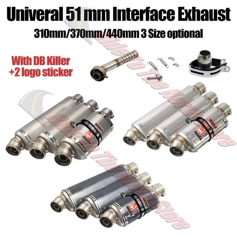 

38mm 51mm Universal Interface Stainless yoshi Motorbike Exhaust Muffler Pipe for Kawasaki Yamaha Honda Suzuki Bmw CFmoto ETC