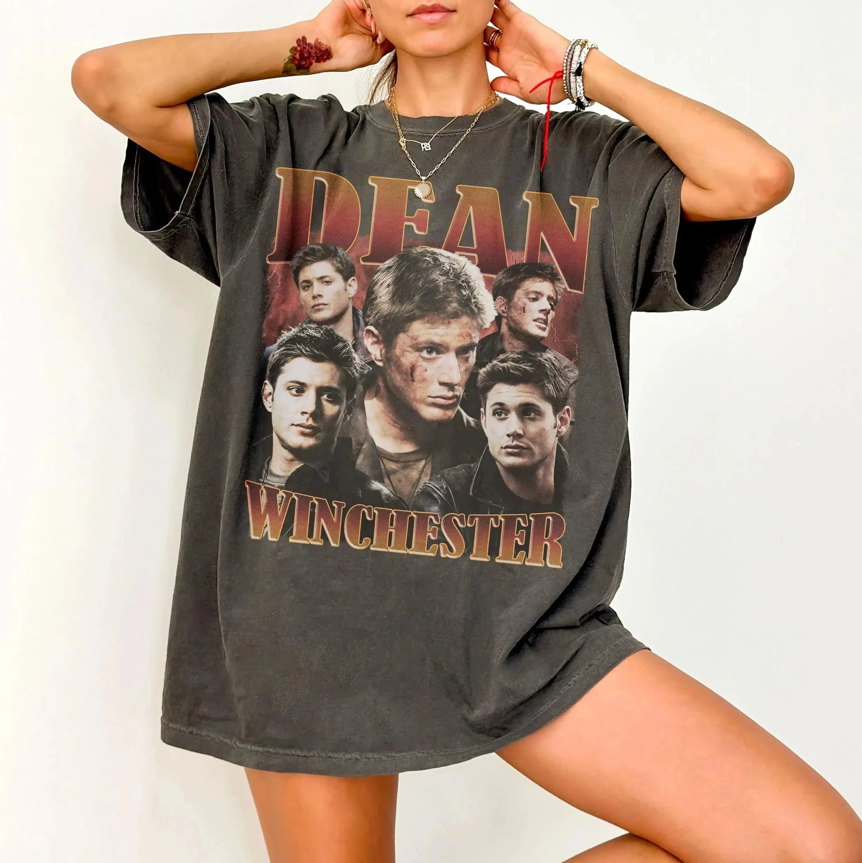 Vintage Y2K Top Dean Winchester Shirt Supernatural Winchester Harajuku Printed T-shirt Summer couple pure cotton streetwear
