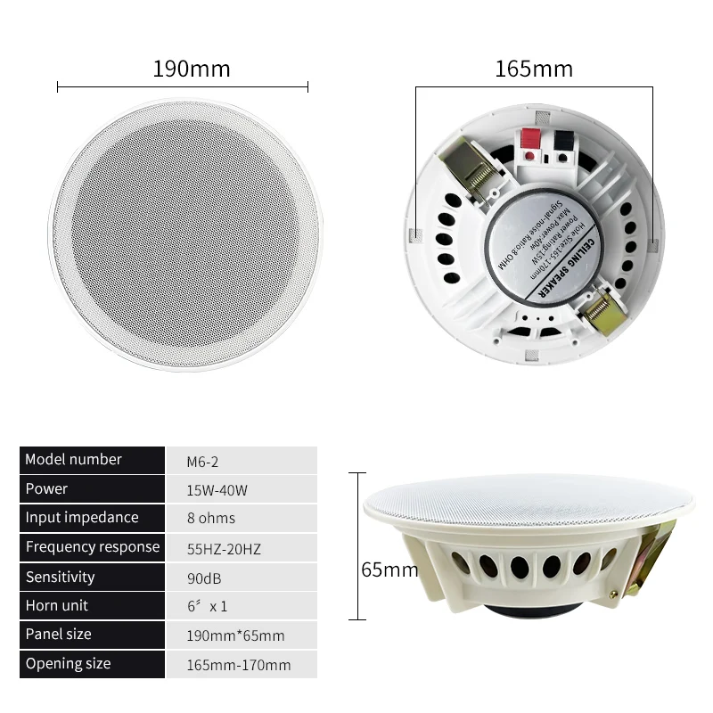 

6.5inch 8Ohm Ceiling Loudspeakers Surround Sound Speakers System Roof for Home Background Music Ceiling Speaker M6-2