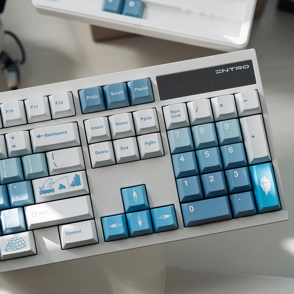 FBB Keycaps Polar Bear PBT Keycap مجموعة التسامي للوحات المفاتيح الميكانيكية 60%، 75%، 80%، 96%، 100% ملحقات ألعاب الكمبيوتر الشخصي