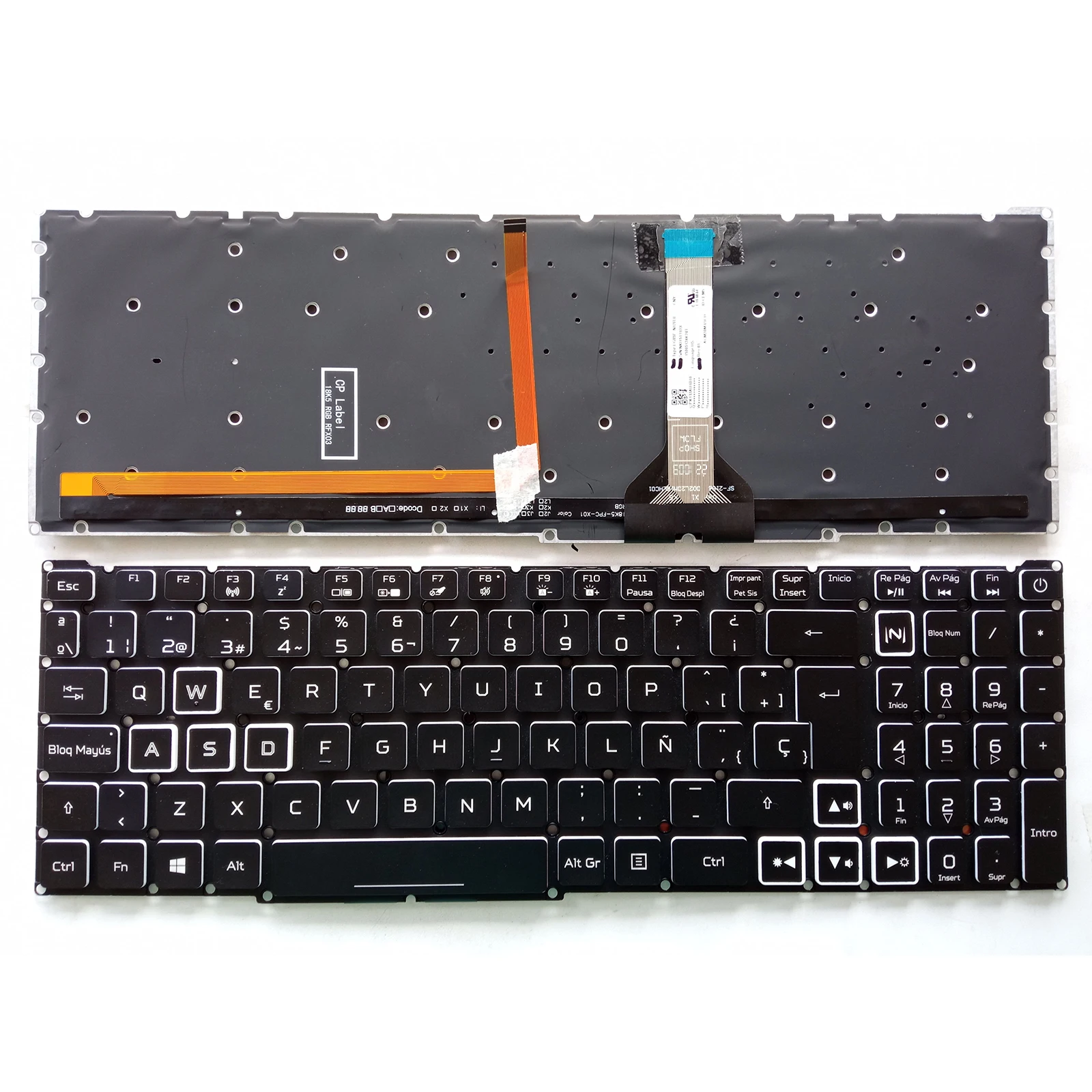 Imagem -02 - Teclado sp dos Eua para Acer Nitro An51556 An515-57 An517-53 An517-54 Retroiluminado Novo