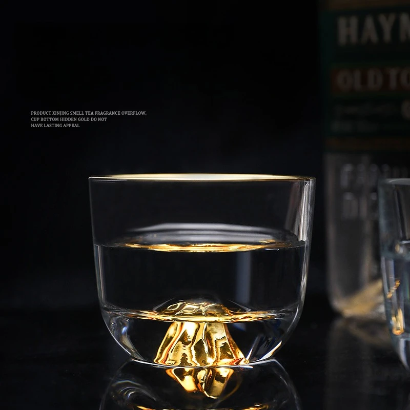 High-end Small Glass Liquor Cup Creative Gold Hidden Cup Iceberg Design Home Use