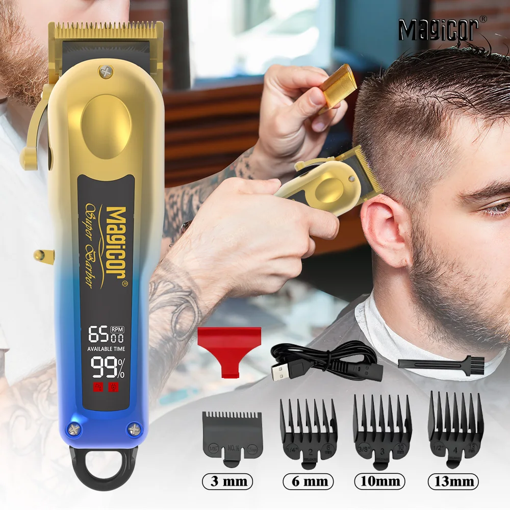Cordless USB Rechargeable Hair Clippers Gold Blue Gradient for Men Perfect Gift for Dad Husband Boyfriend(Father's Day/Birthday)