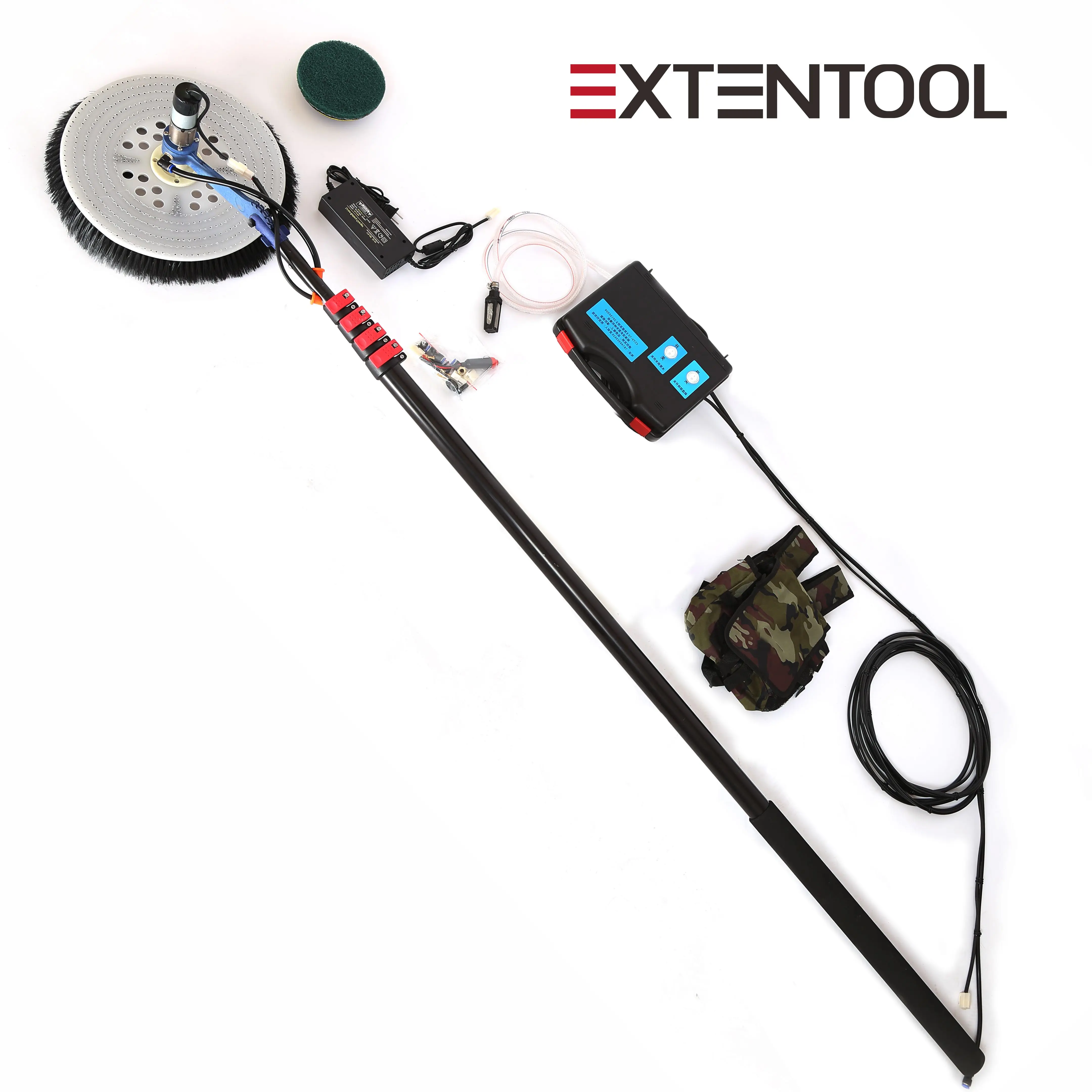 Extentclean aluminum extension telescopic pole electric solar photovoltaic panel cleaning tool with rod cleaning brush