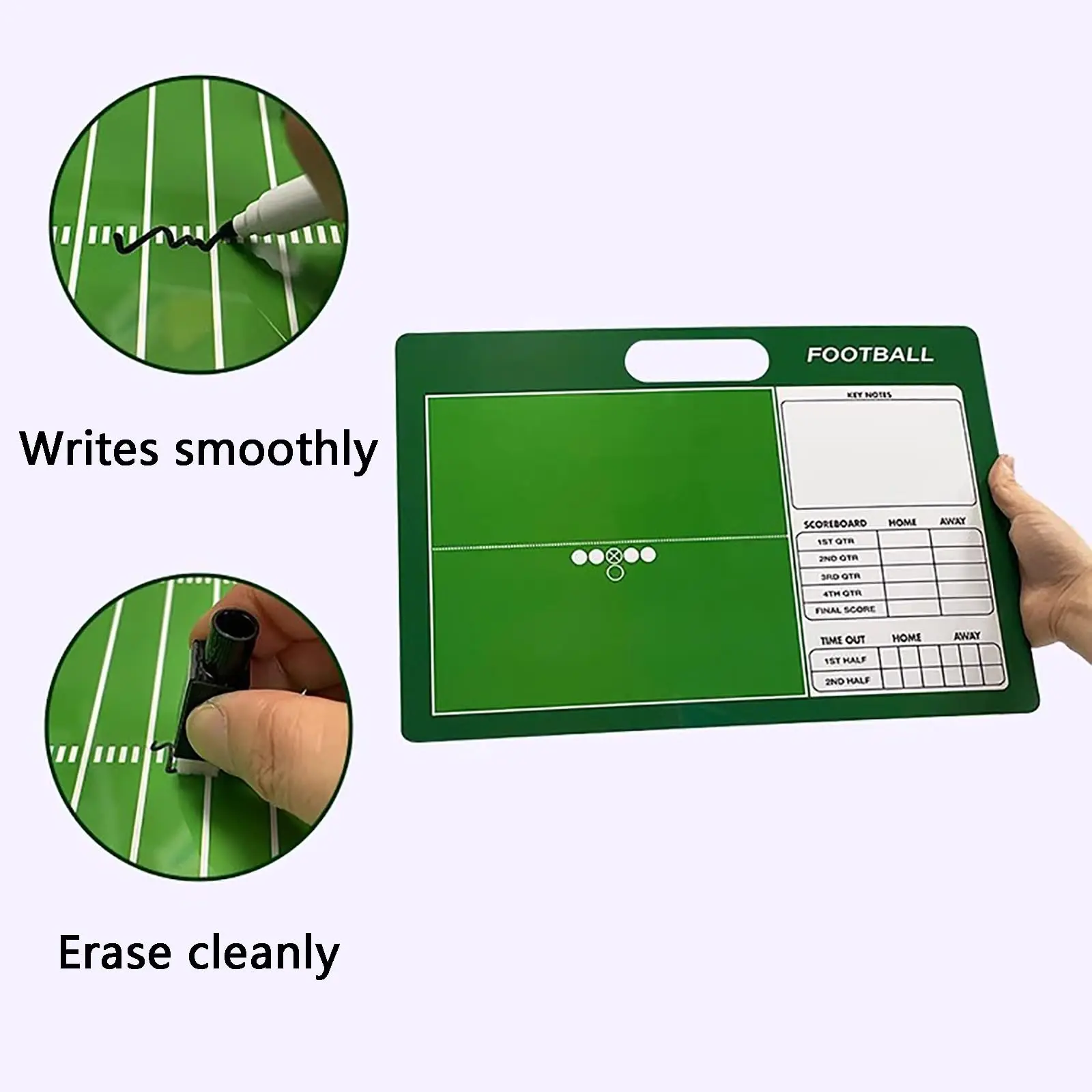 لوحة تدريب الرجبي لوحة المسح الجاف للمدربين مقاومة للماء ومتينة من EasyRto مع أقلام مائية للتحليل الاستراتيجي