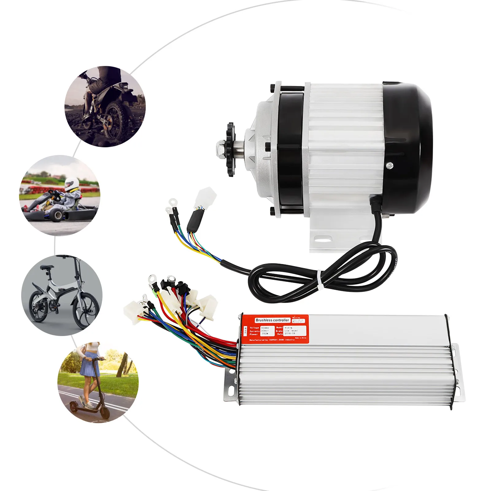 Silnik BLDC 48V 750W z czystej miedzi, o wysokim momencie obrotowym, zestaw do roweru elektrycznego i gokarta, silnik wibracyjny, klasa ochrony IP65