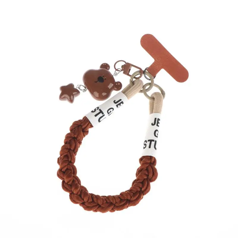 Y2K Cute Cartoon Bear Head Star Phone Strap Ins Style Versatile Mobile Phone Chain Anti Lost Wristband Keychain Gifts