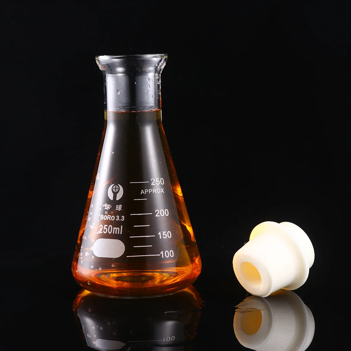 Iplusmile Laboratory Set Erlenmeyer Flask Scientific Glass Flask Narrow Mouth Erlenmeyer Flask Rubber Stopper