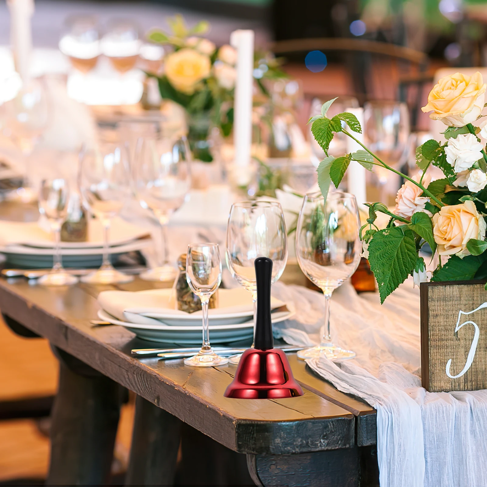 

2Pcs Hand Bell Retro Metal Dining Table Bells Restaurant Call Bells Christmas Decoration Service Bell for Bar Ktv Hotel