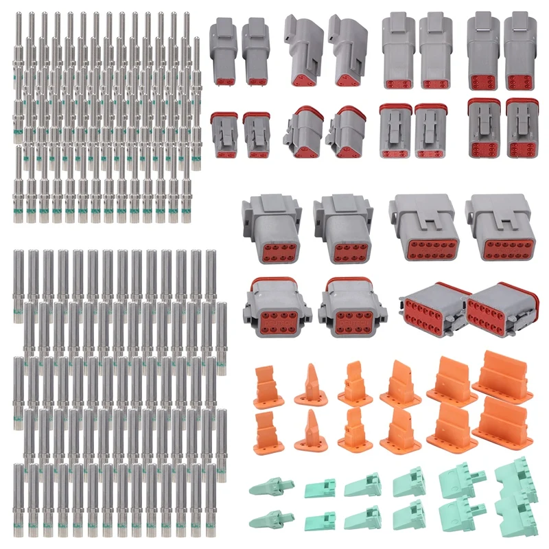 188PCS Deutsch DT Gray Connector Kit With 16 Solid Contacts In 2,3,4,6,8 And 12 Pin Configurations,Automotive Connectors