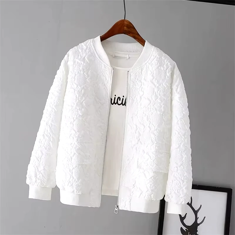 

Solid Color Ladies Short Baseball Jacket New Korean Spring Casual White Jacket Top Female Cardigan Zipper Jackets Fashion