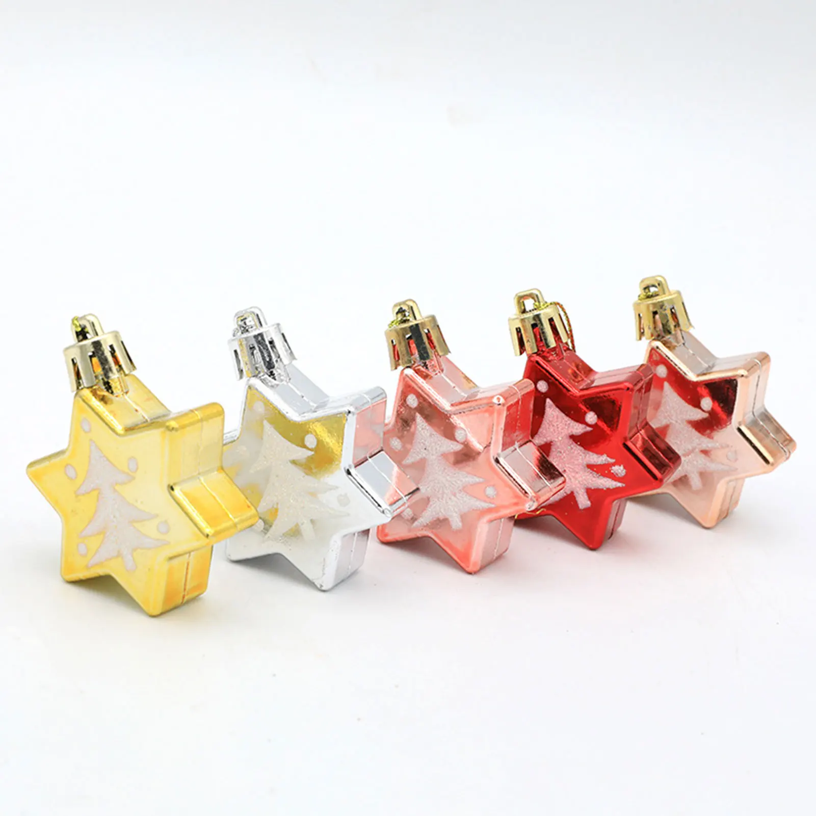 Christmas Tree Ornaments Electroplating Colored Tree Painted for Xmas Tree Crafts Home