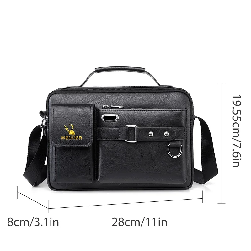 Single Shoulder Bag Large Capacity Multi Space PU Material Men\'s Handbag Commuting Bag Business Bag Casual Bag