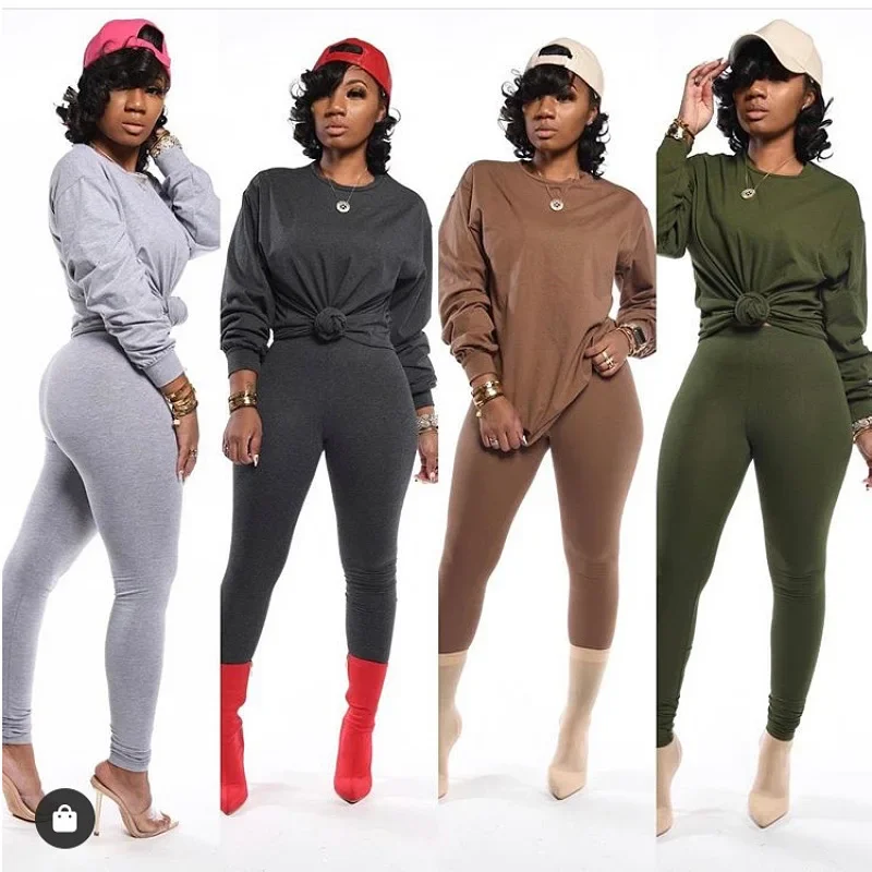 two piece set women 2 piece set stacked leggings clothes for women outfits stacked pants tracksuit female fall clothes