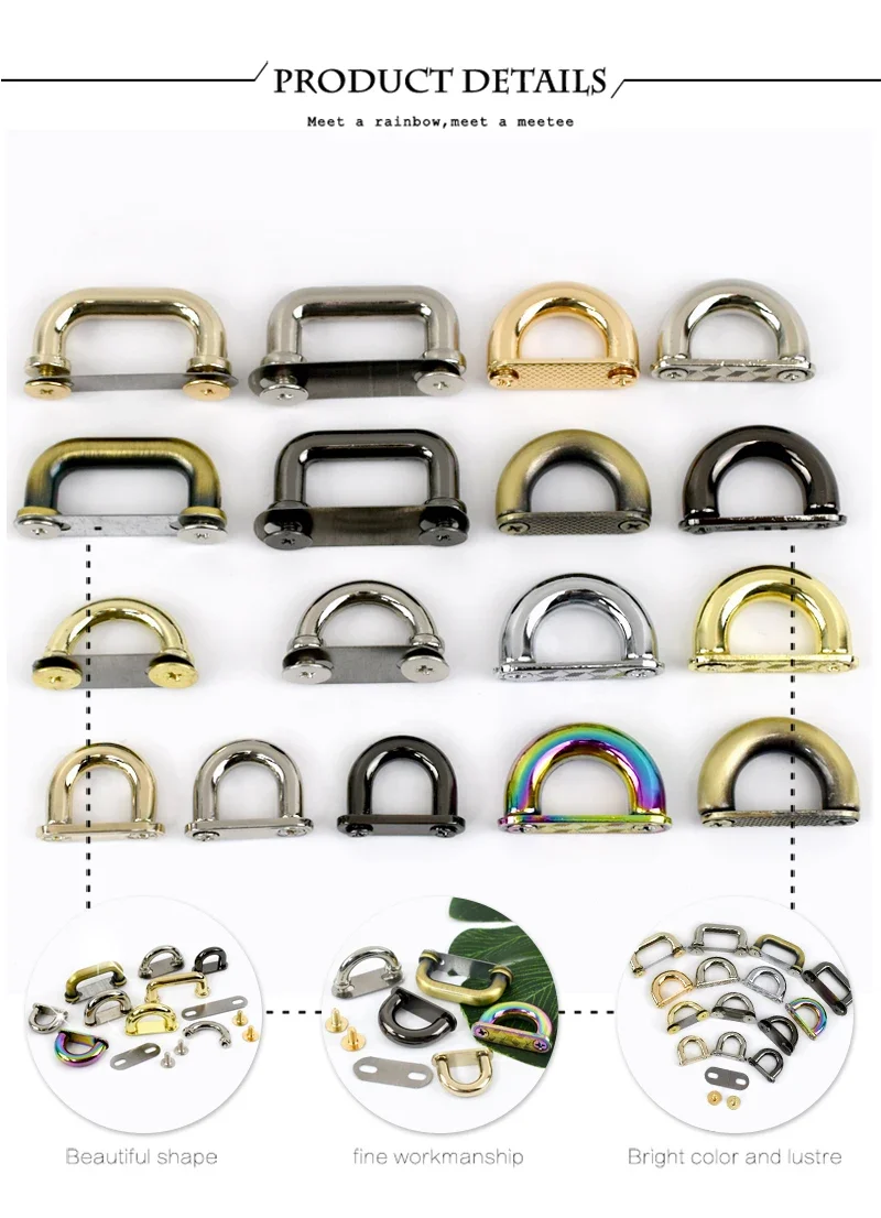 5/10Pcs Deepeel Metal Arch Bridge Bag Side Clip Buckle D Ring Screw Hook Handbag Strap Handle Connect Clasp Bags Accessories