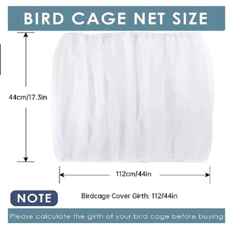 Adjustable Bird Cage Net Cover Birdcage Seed Feather Catcher Soft Skirt Guard Birdcage Nylon Mesh Netting for Round Square Cages