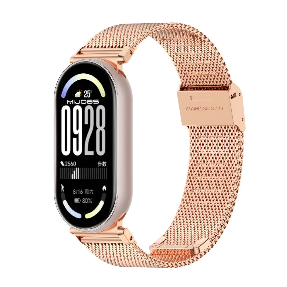 حزام لـ Mi Band 10 9 8 معصمه لـ Mi Band 9 Milanesse حزام الساعات لـ Mi Band 8 حزام معصم من الفولاذ المقاوم للصدأ لـ Mi Band 10