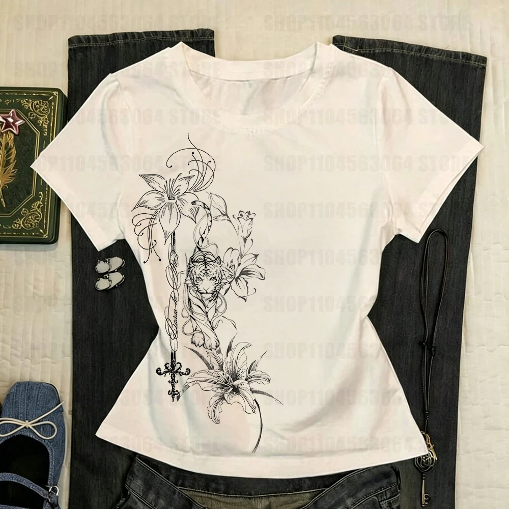 Graphic Tees Y2k Clothes Women Star Girl Y2k Tops Women's Cropped Gothic Clothing Female 90s Clothes Vintage Woman T-shirts Kpop