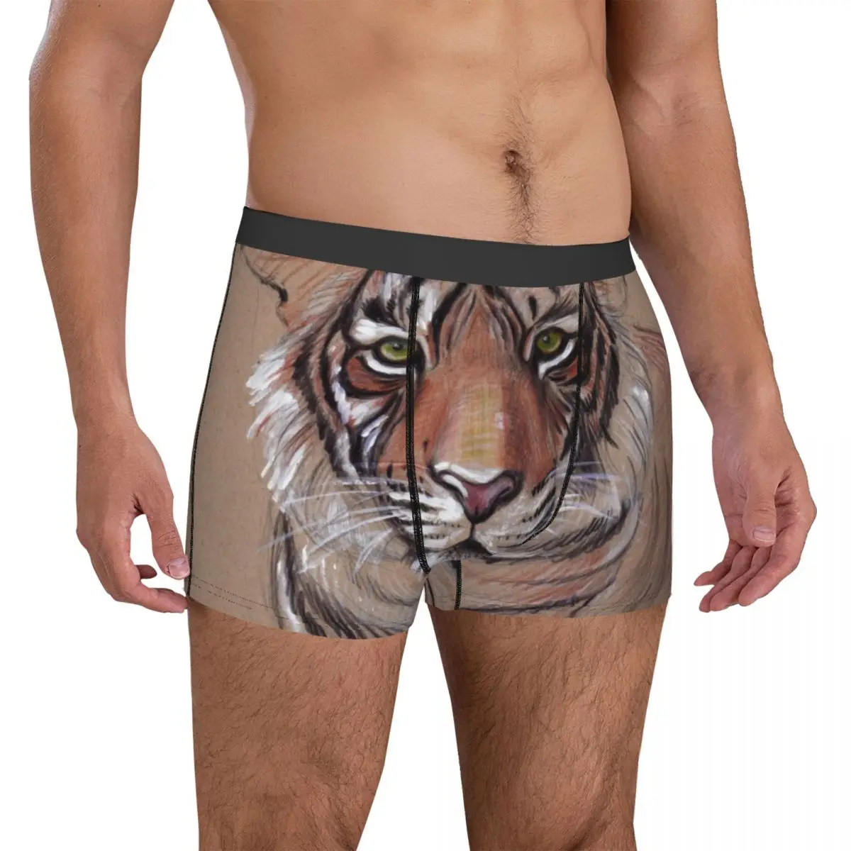 Tiger Underwear UNFINISHED BUSINESS Original Tiger Drawing Breathable Panties Printed Boxer Brief Pouch Man Oversize Boxershorts