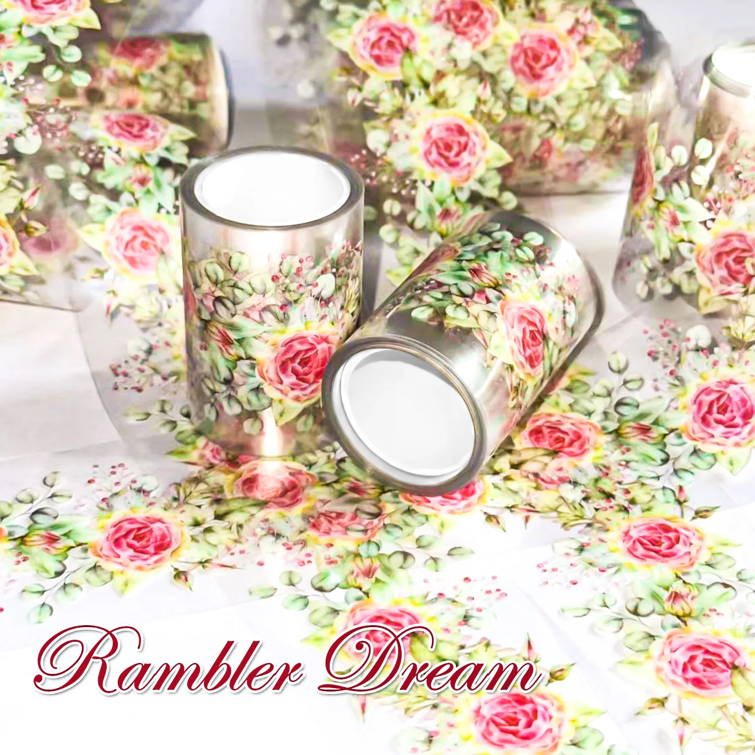 Two Meters Rose Fantasy PET Tape Cartoon Cultural Style DIY Creative Scrapbook Material Notebook Decoration Sticker Set