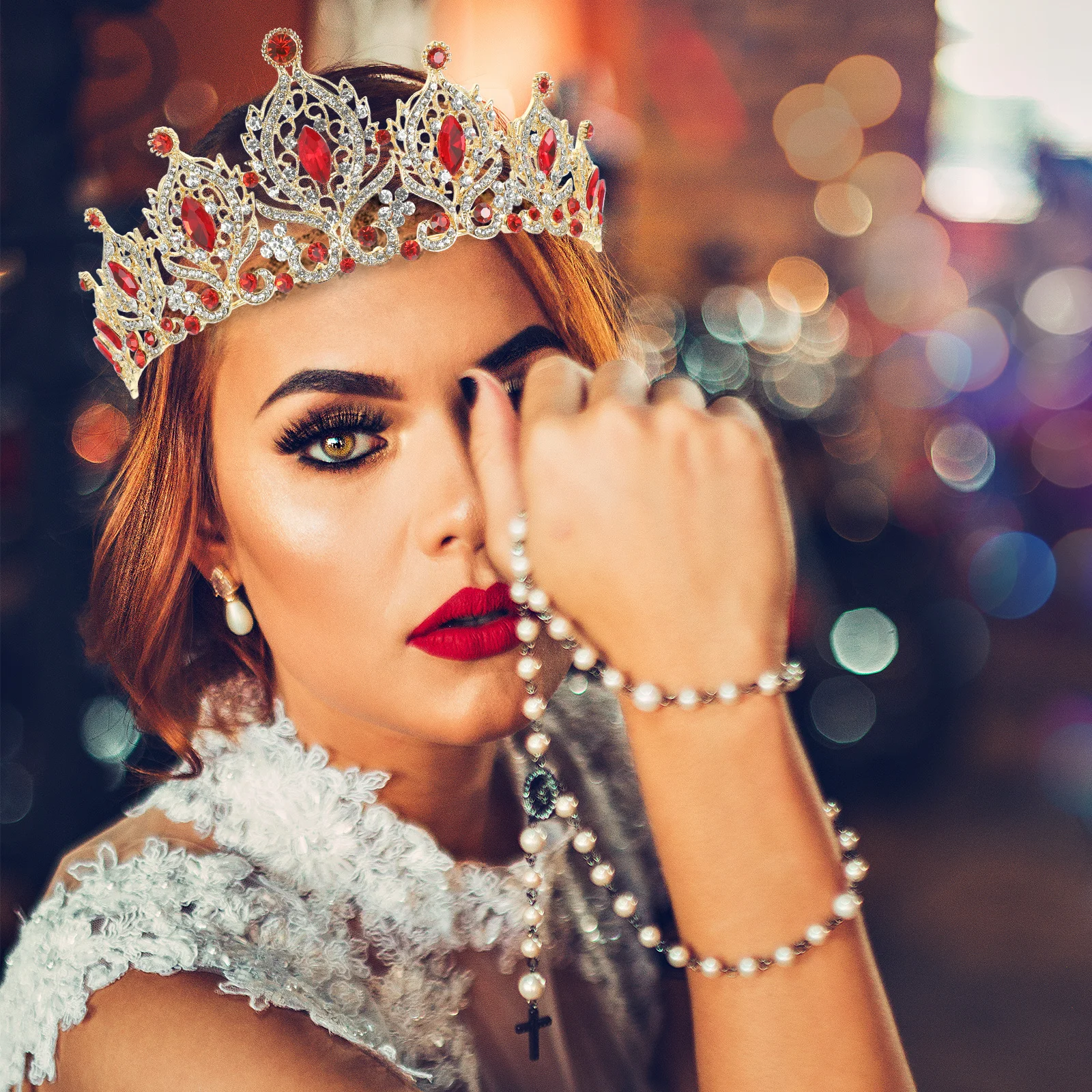 

Crystal Crown Headband for Bride Wedding Tiara Sparkling Bridal Hair Accessory Perfect for Engagement Party Birthday Photo