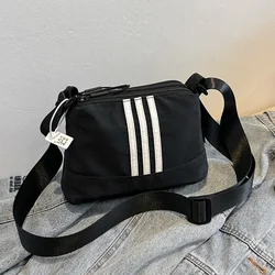 Leisure Nylon Diagonal Straddle Bag  Crossbody Bags for Women Men 2024 New Versatile Shoulder Bag with Three Bars Sports Bag