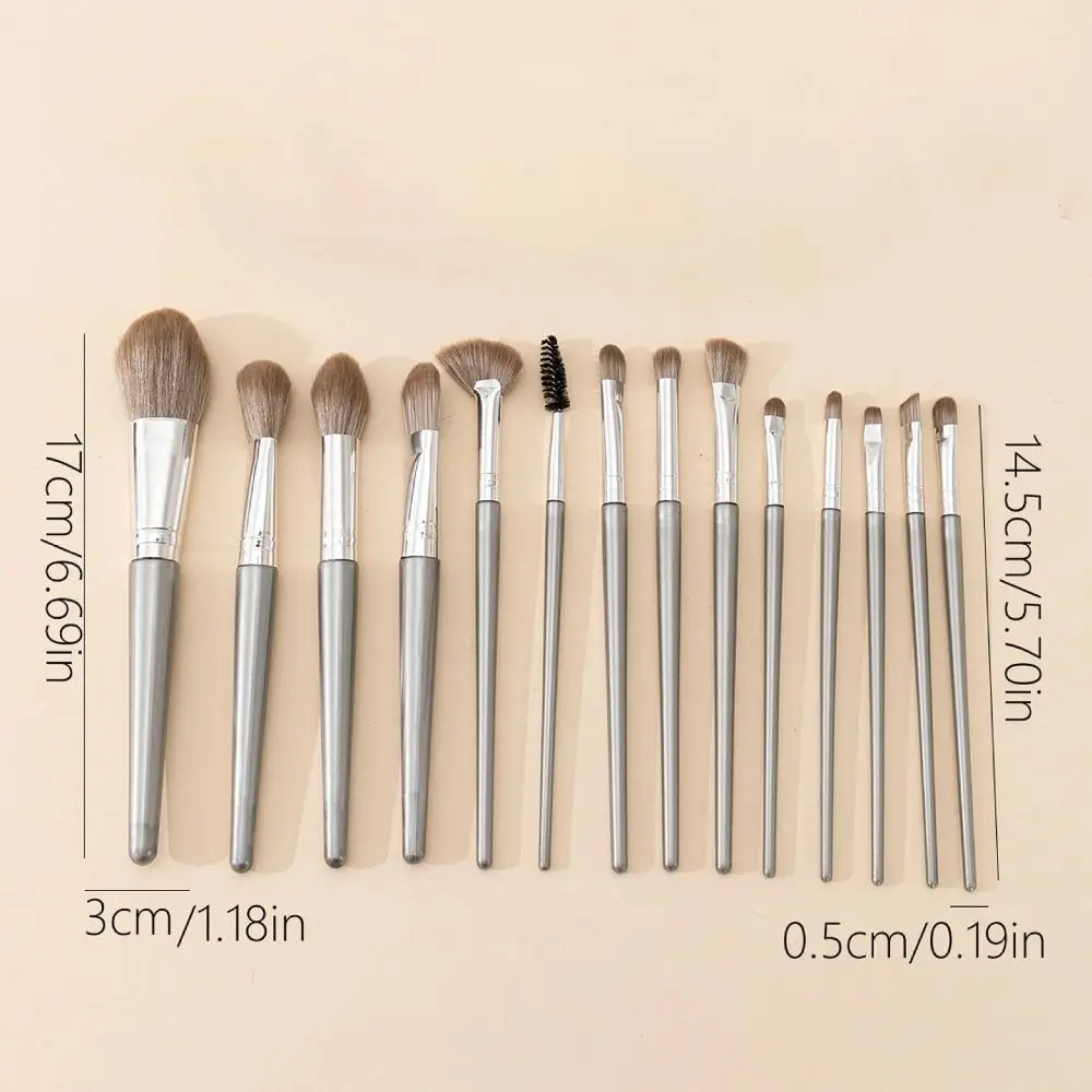 14Pcs/Set Highlighter Makeup Brush Set Draw Eyebrows Contouring Eyeshadow Brush Fluffy Gray Blush Brush Women Beauty Tool