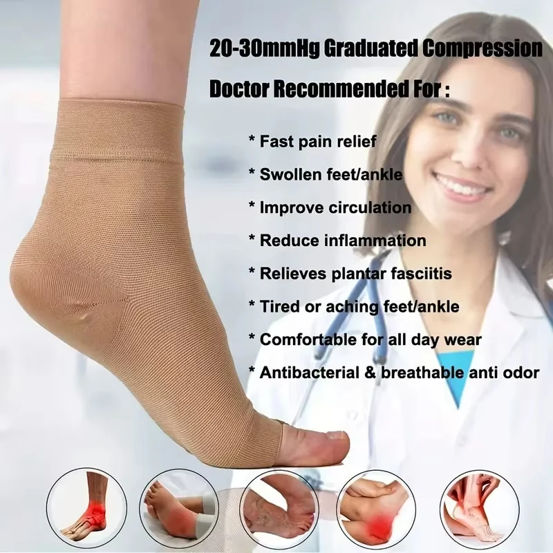 4pcs Ankle Support Sleeves Open Toe Compression Socks Elastic Foot Supports for Men Women Daily Wear