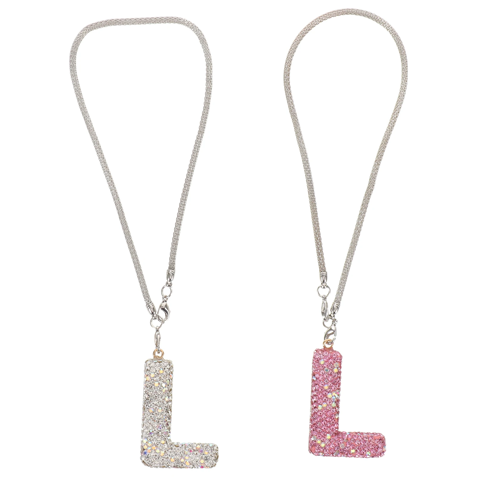 

2pcs Rhinestone Letter Car Hanging Pendant Elegant Rearview Mirror Ornament Durable Ceramic Crystal Accessories Women'S Interior