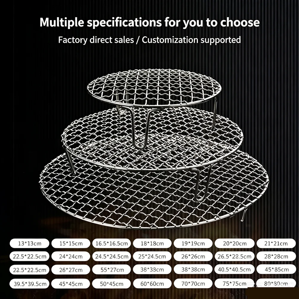304 Stainless Steel Round Grill Rack with 5 cm Height Legs, Air Fryer & Electric Cooker Mesh Baking Tray